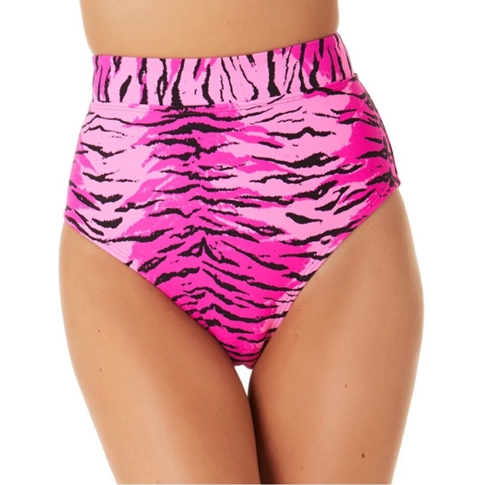 California Waves Juniors Topaz Tiger Banded Bikini Bottoms Pink Size Small